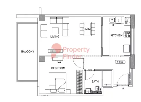 Floor plan, 1 Bed, 0 sq ft