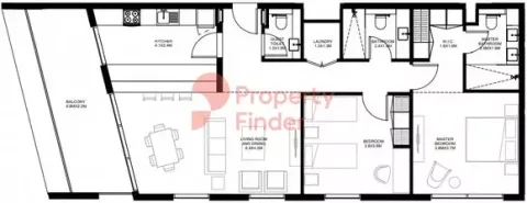 Floor plan, 2 Beds, 1,270 sq ft
