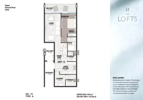 Floor plan, 1 Bed, 952 sq ft