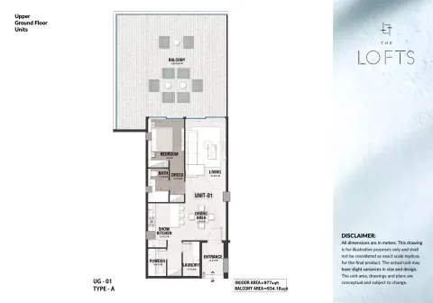 Floor plan, 1 Bed, 977 sq ft