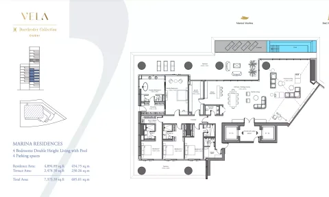 Floor plan, 4 Beds, 7,373 sq ft