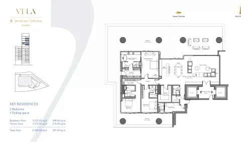 Floor plan, 3 Beds, 6,301 sq ft