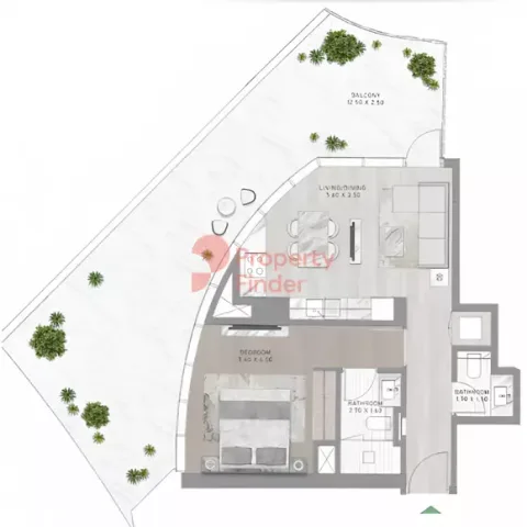 Floor plan, 1 Bed, 0 sq ft