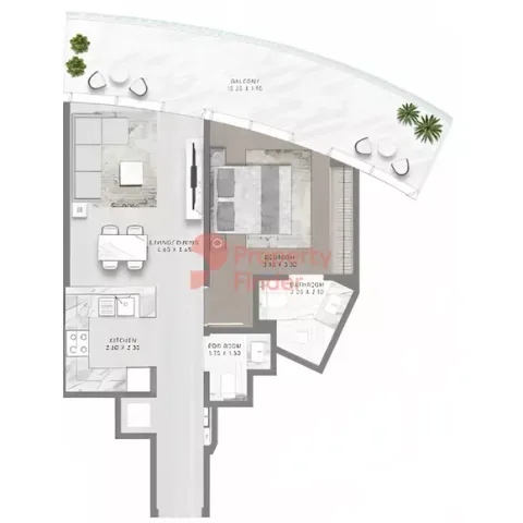 Floor plan, 1 Bed, 0 sq ft
