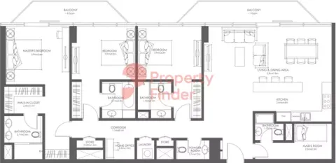 Floor plan, 3 Beds, 0 sq ft