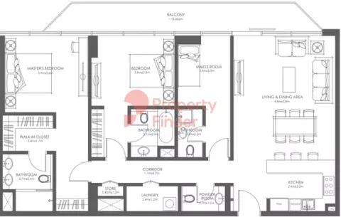 Floor plan, 2 Beds, 0 sq ft