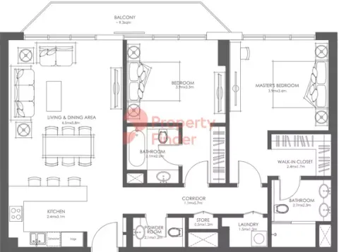 Floor plan, 2 Beds, 0 sq ft