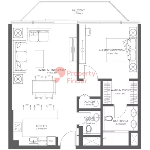 Floor plan, 1 Bed, 0 sq ft