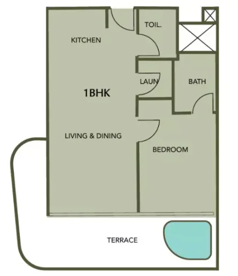 Floor plan, 1 Bed, 0 sq ft