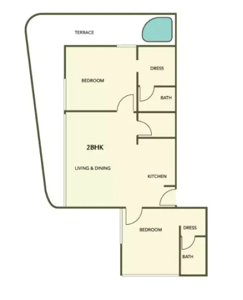 Floor plan, 2 Beds, 0 sq ft