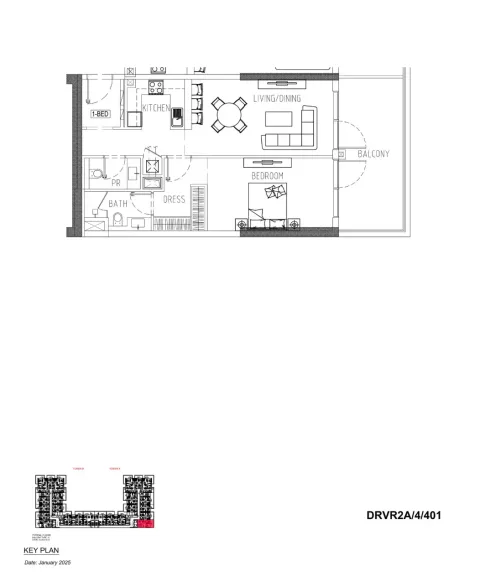 Floor plan, 1 Bed, 898 sq ft