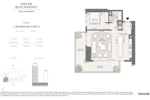 Floor plan, 1 Bed, 1,233 sq ft