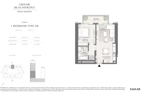 Floor plan, 1 Bed, 798 sq ft