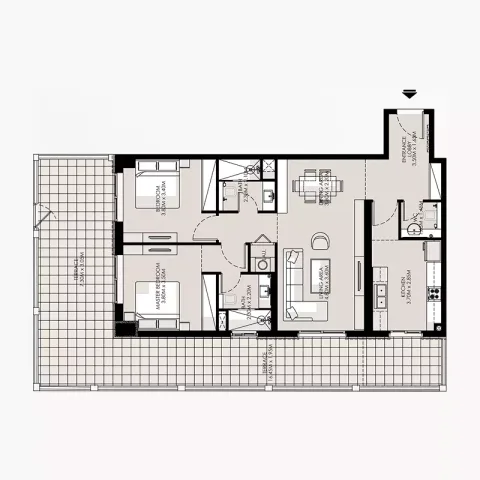 Floor plan, 2 Beds, 1,215 sq ft