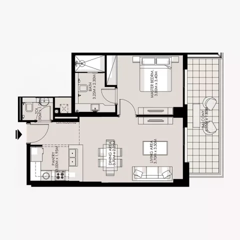 Floor plan, 1 Bed, 587 sq ft