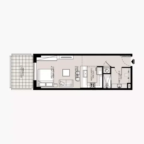 Floor plan, Studio, 415 sq ft