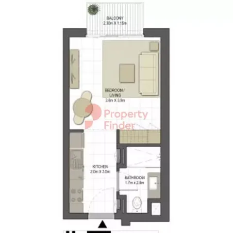 Floor plan, Studio, 389 sq ft