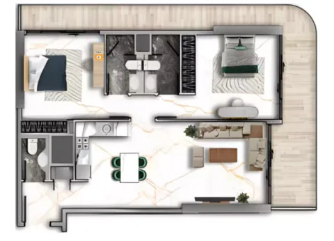 Floor plan, 2 Beds, 1,447 sq ft