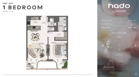Floor plan, 1 Bed, 795 sq ft