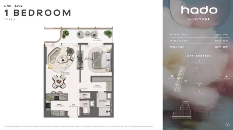 Floor plan, 1 Bed, 831 sq ft