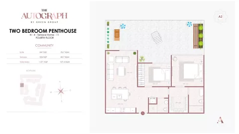 Floor plan, 2 Beds, 1,371 sq ft