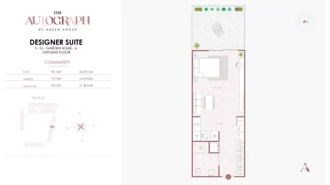 Floor plan, 1 Bed, 553 sq ft