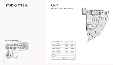 Floor plan, Studio, 660 sq ft