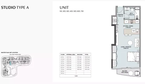 Floor plan, Studio, 500 sq ft