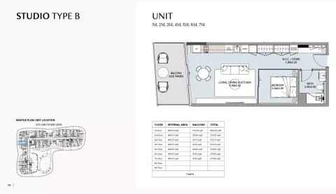 Floor plan, Studio, 571 sq ft