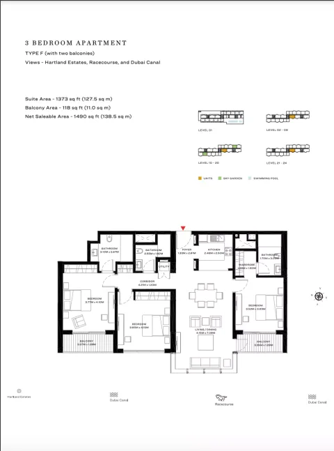 Floor plan, 3 Beds, 1,490 sq ft
