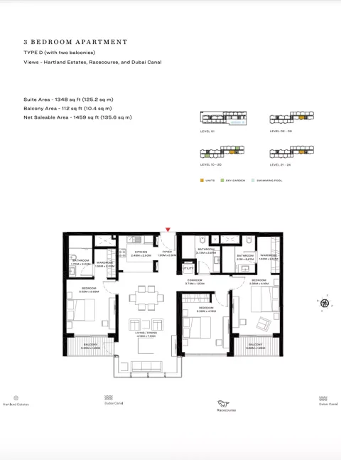 Floor plan, 3 Beds, 1,459 sq ft