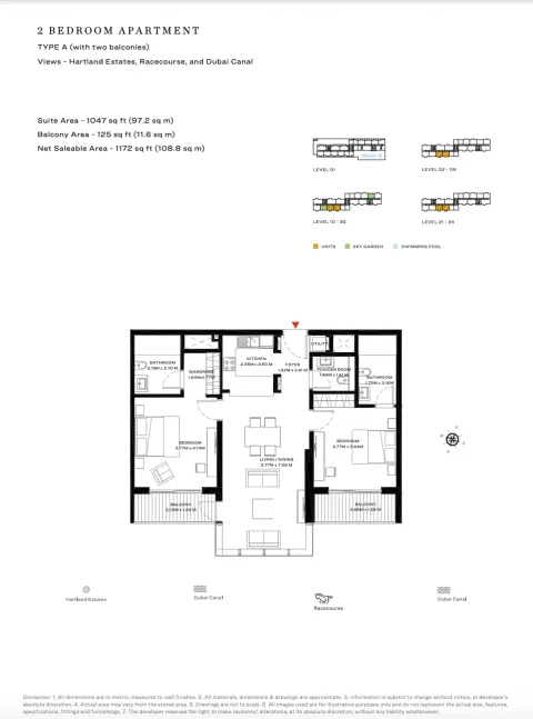 Floor plan, 2 Beds, 1,172 sq ft