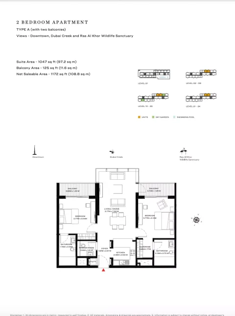 Floor plan, 2 Beds, 1,172 sq ft