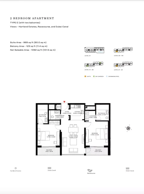 Floor plan, 2 Beds, 1,092 sq ft