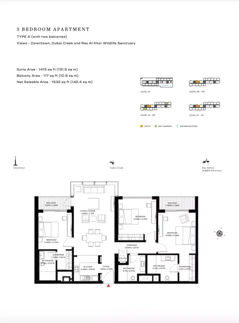 Floor plan, 3 Beds, 1,532 sq ft