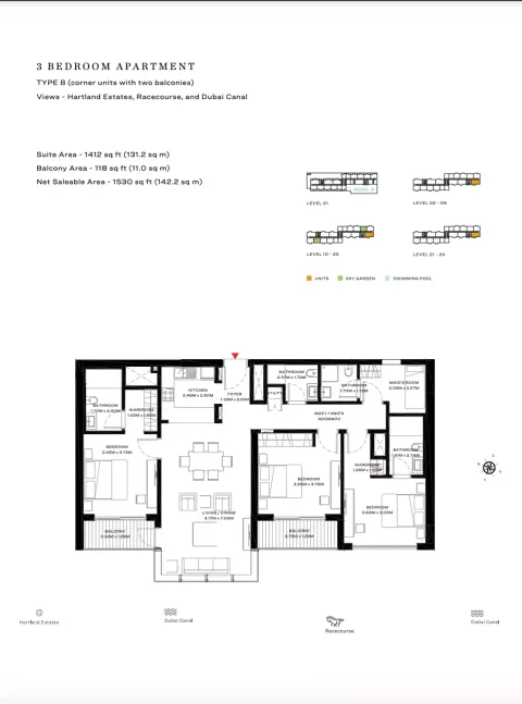 Floor plan, 3 Beds, 1,530 sq ft