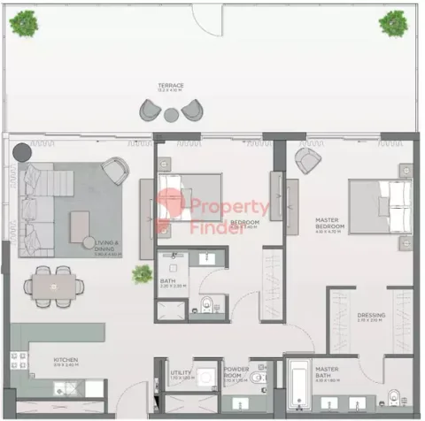Floor plan, 2 Beds, 1,850 sq ft
