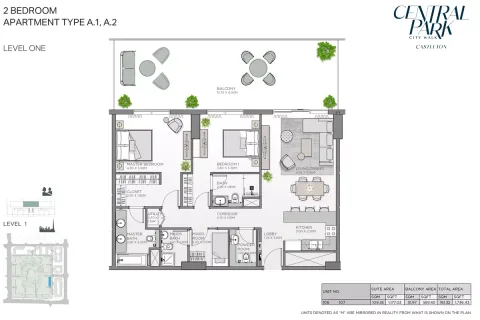 Floor plan, 2 Beds, 1,736 sq ft