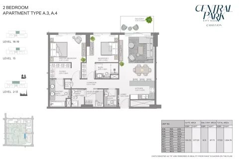 Floor plan, 2 Beds, 1,264 sq ft