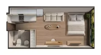 Floor plan, Studio, 350 sq ft