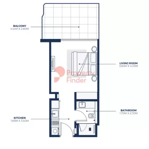 Floor plan, Studio, 457 sq ft