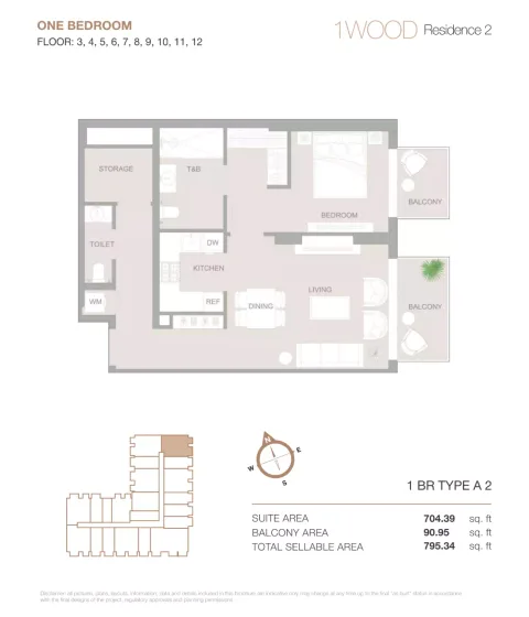 Floor plan, 1 Bed, 795 sq ft