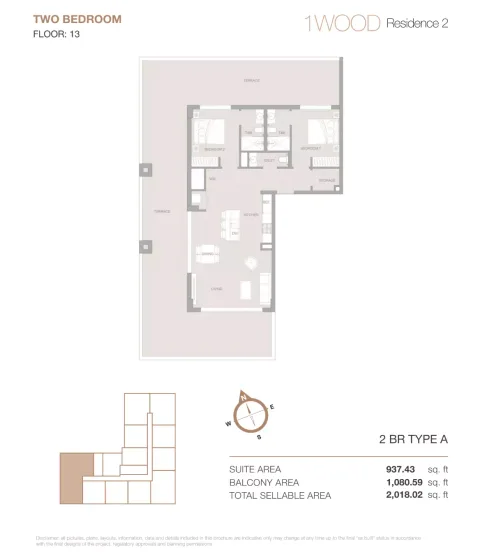 Floor plan, 2 Beds, 2,018 sq ft