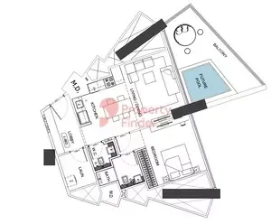 Floor plan, 1 Bed, 916 sq ft