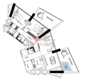 Floor plan, 2 Beds, 1,707 sq ft