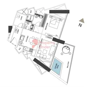 Floor plan, 1 Bed, 914 sq ft