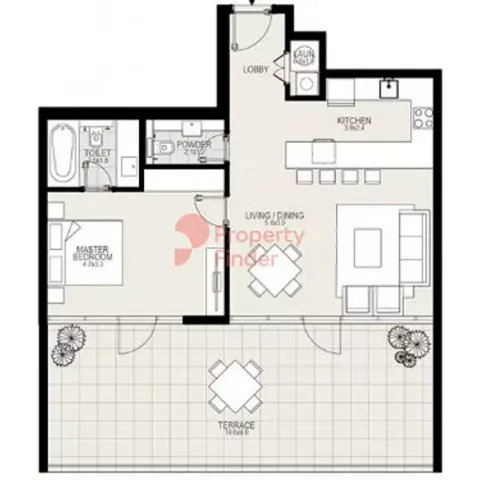 Floor plan, 1 Bed, 1,142 sq ft