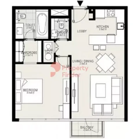 Floor plan, 1 Bed, 738 sq ft