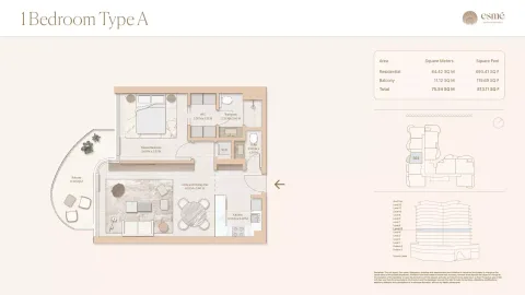 Floor plan, 1 Bed, 813 sq ft