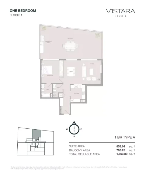 Floor plan, 1 Bed, 1,563 sq ft